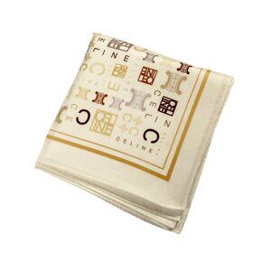 Celine Cotton Scarf – Logo Print – Vintage – Gently Worn – 19" Square